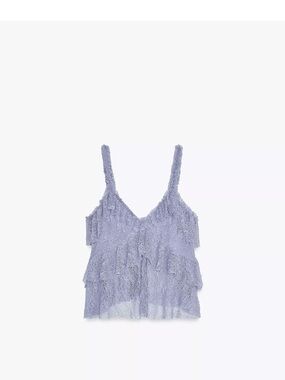 Zara Lavender Tiered Lace Cami Top